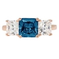 thumbnail image 7 of Three-Stone Engagement Ring for Women - 4ct Natural London Blue Topaz in 14K Rose Gold Promise Ring, 7 of 7