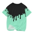 thumbnail image 4 of Lilgiuy Little Boys Girls Patchwork T Shirt Children Short-Sleeve Crew Neck Top Summer T Shirt for Workout Sport Athletic(Mint Green,11-12 Years), 4 of 4