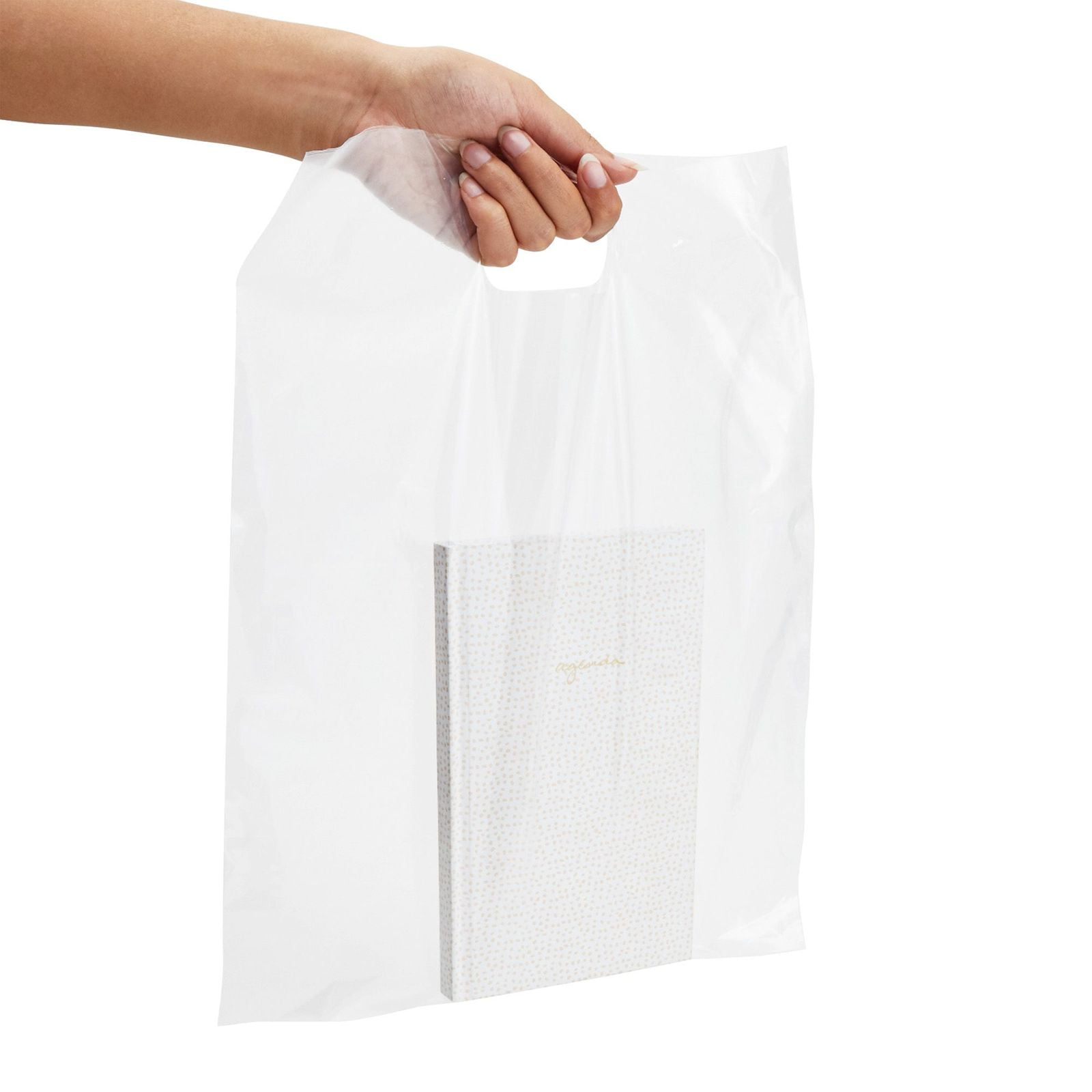 Boutique 500 11x15 BEIGE Plastic Retail Die-Cut Handle Merchandise Bag 