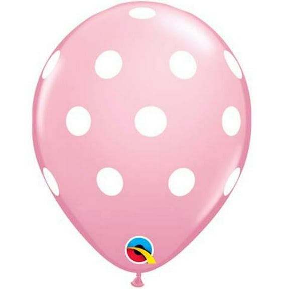 12 Qualatex Polka Dot Balloon Pink White Color 11"