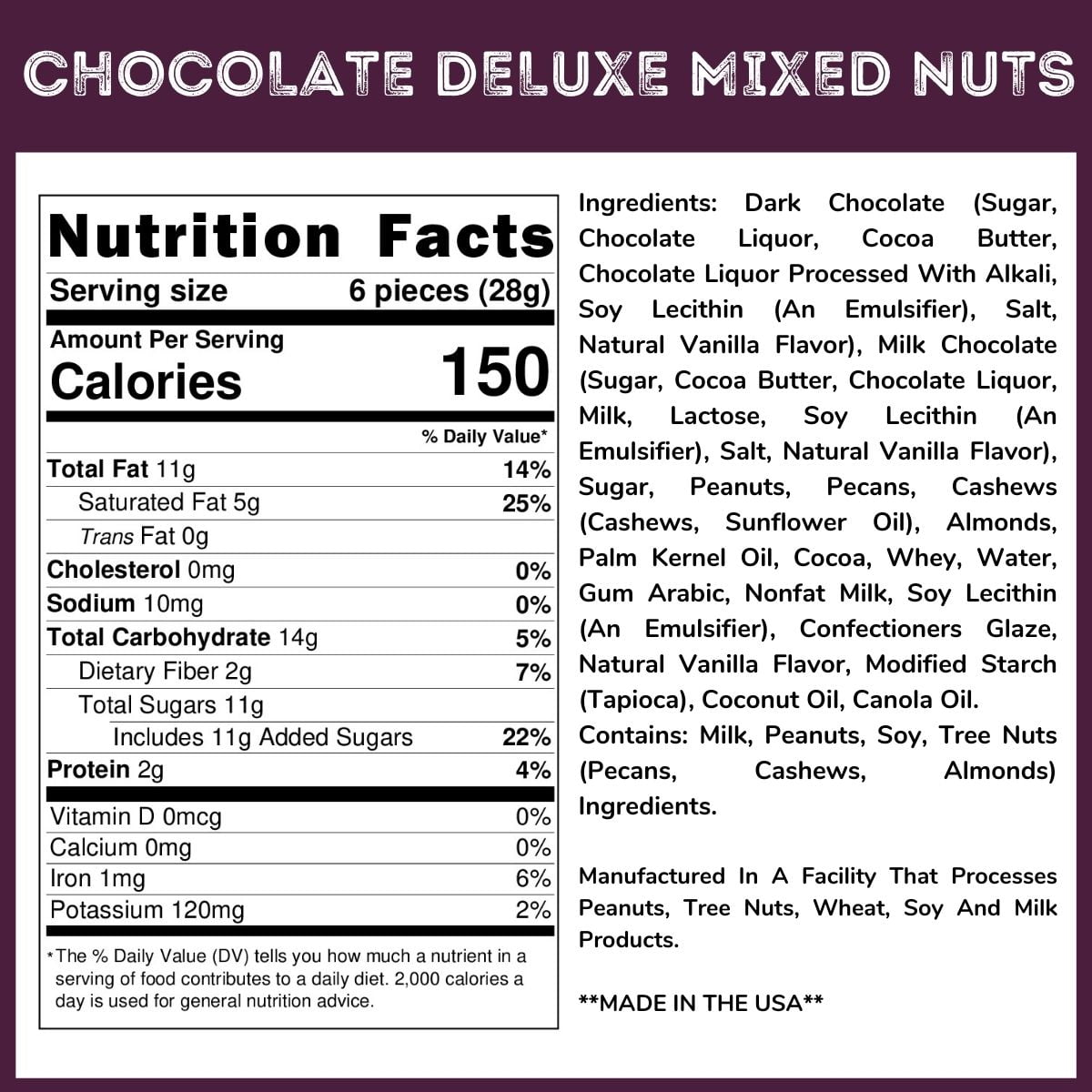 WinCrest Milk & Dark Chocolate Deluxe Mixed Nuts - 1.5 Lb Tub