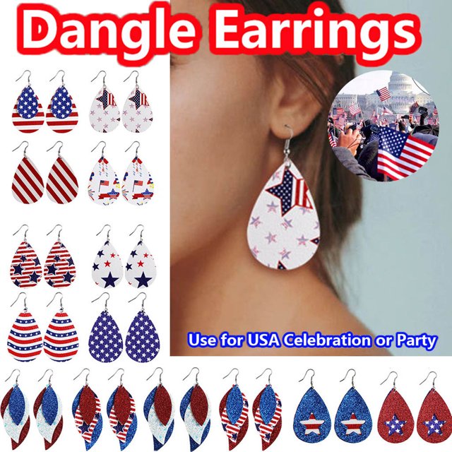 Fiudx Ofertas Flash Del Día Pendientes Del Día De La Independencia Americana De Moda Pendientes De Mujer Accesorios Regalos