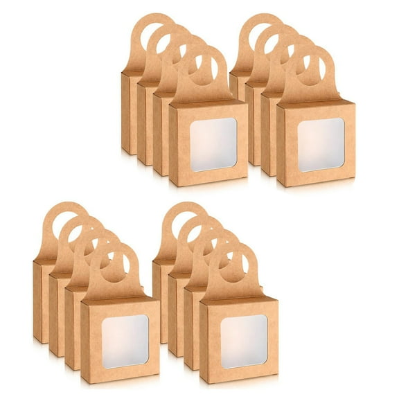 Cardboard Bottle Gift Box Windowed Paper Gift Case with Easy Carry Hook for Sweets & Snacks