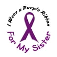 thumbnail image 2 of CafePress - Purple Ribbon For My Sister 4 -  Round Wood Ornament 4", 2 of 2