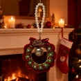 thumbnail image 5 of Christmas Wreath Garland, Rattan Ring Pendant Decor, Plastic Holiday Decoration, Red Bells and Bows, Home Door Hanging, 5 of 9