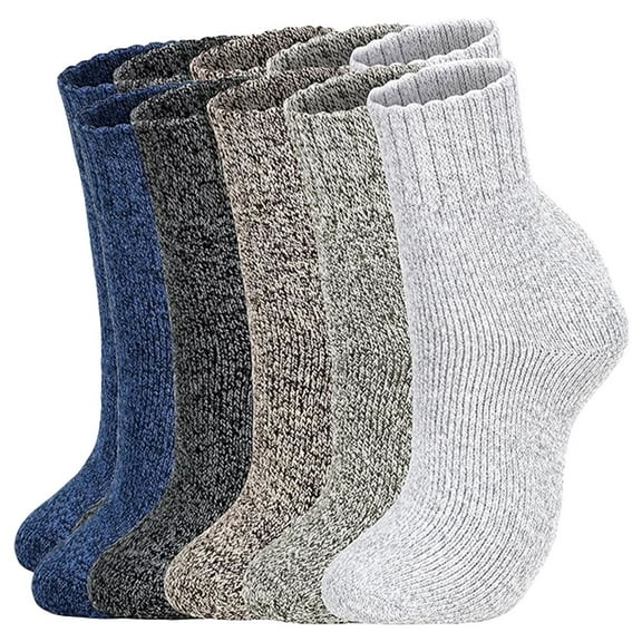 LULULION 5 Pairs Men Winter Socks Brown Looped Pile Thickened Warm Cold Weather