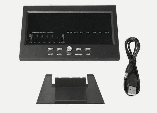 LED Digital Alarm Clock with Snooze – Calendar, Thermometer & Hygrometer Weather Display Desk Clock