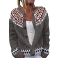 thumbnail image 1 of iHPH7 Chandail Fair Isle pour Femmes Tenues d'Automne pour Vêtements d'Extérieur pour Femmes Chandail à Col Rond pour Femmes Vestes d'Automne pour Femmes Vêtements d'Extérieur Décontractés Tricots Vêtements Gris Foncé 5TG, 1 of 4