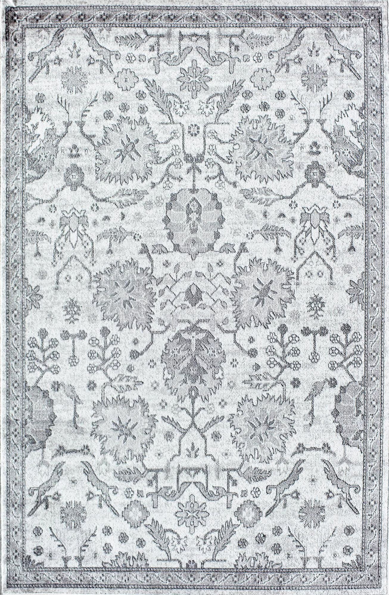 Freida FY30B Slate Vintage Farmhouse Light Gray Area Rug, 5'x7'