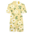 thumbnail image 3 of SwiftWear Womens Button Down Pajama Sets Turndown Collar Short Sleeve Blouse Short Pants Trendy Daisy Pajamas Lounge Set, Yellow XL, 3 of 4