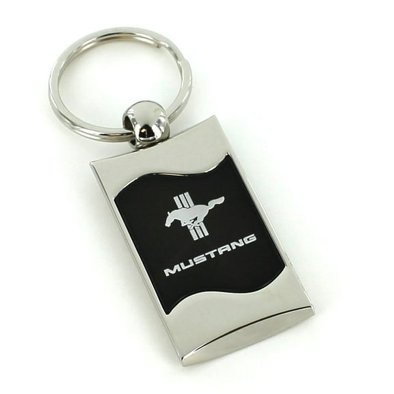 Ford Mustang Tri-Bar Keychain & Keyring - Black Wave