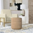 thumbnail image 2 of Upholstered Round Ottoman Sand Faux Leather, 2 of 8