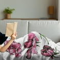 thumbnail image 3 of Floral Soft Flannel Fleece Throw Blanket, Garden Flowers Roses Buds Leaves Hand Drawn Sketchy Image Art, Cozy Plush for Indoor and Outdoor Use, 70" x 90", Pale Pink Hot Pink, by Ambesonne, 3 of 5