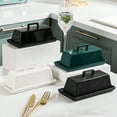 thumbnail image 2 of Gymnture Ceramic Butter Dish with Lid and Tray - Black, 2 of 11