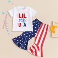 thumbnail image 2 of Ulanda Baby Girl 4th Of July Outfit Toddler T Shirt Bell Bottoms 2 Piece Set Cute Summer Fourth Of July Clothes (White, 18-24 Months), 2 of 3