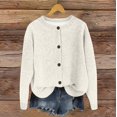 thumbnail image 2 of WTOBBY Women's Retro Knit Button Cardigan Jacket, Retro Style with Long Sleeve, Casual and Chic Outerwear,White M, 2 of 4