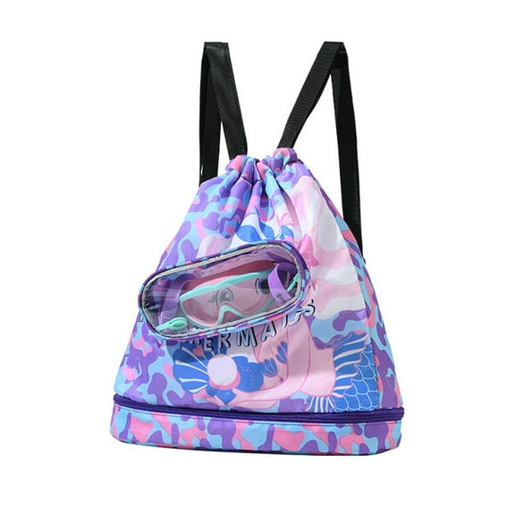 Children's Swimming Bag Portable and Cute Beach Backpack Dry Wet Separation Wash Up Bag Waterproof Storage Bag with Independent Shoe Compartment