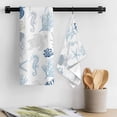 thumbnail image 3 of Navy Blue Coastal Kitchen Towel Dish Cloths Set of 2, Microfiber Soft Kitchen Hand Towels, Nautical Summer Beach Coral Sea Turtle Absorbent Quick Drying Dishcloths 18 x 28 Inches, 3 of 8