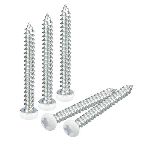 Tornillos blancos ST3x30mm, Tornillos autorroscantes, Paquete de 100, Tornillos de cabeza plana Phillips para trabajos en madera