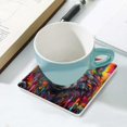 thumbnail image 4 of Ceramic Drinking Coasters With Holder,Colorful smile Wolf head watercolor pattern Water Absorbent Marble Tabletop Protection (Cork Base),Set of 4,Suitable for Various Mugs,Home Decor，4 Inch, 4 of 4