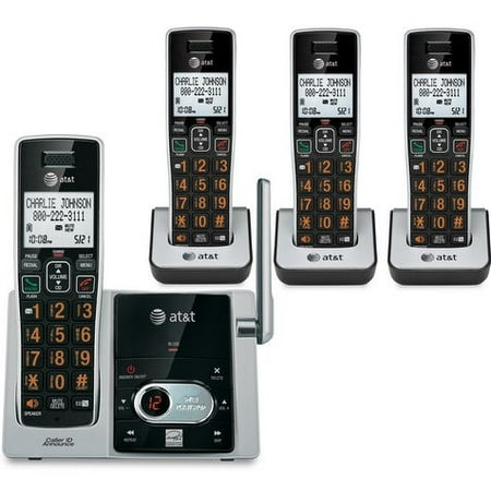 - AT&T CL82413 DECT 6.0 Expandable Cordless Phones System with Talking Caller ID and Digital Answering System - 4 Handset Pack