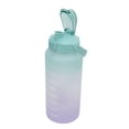thumbnail image 2 of Botella de agua deportiva Botella de agua de bicicleta esmerilada con gradiente de 2000 ml con asa Botella de agua con manguera de silicona de paja para correr Cubierta verde Degradado, 2 of 14