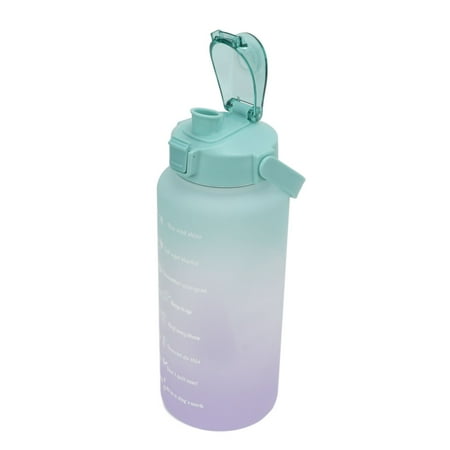 

Sports Water Bottle Frosted Motivational Leakproof Portable Water Bottle 2000ml Gradient With Straw For Hiking For Running For Camping Green Cover Gradient