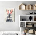 thumbnail image 2 of Kids Room Decor Bunny Decor Wall Art Blue Gray Cute Rabbit Poster Picture Canvas Print Girls Baby Wall Decorations 1 Panel Nursery Decor Artwork Framed Wall Art Ready to Hang 12" Wx16 H, 2 of 6