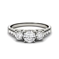 thumbnail image 4 of Charles & Colvard 14K White Gold Moissanite 5mm Round Trellis Three Stone Engagement Ring-Size 9 1.17cttw DEW, 4 of 7