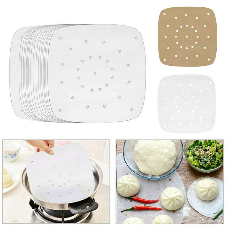 100pcs 7/8/9 inches Parchment Paper Sheets Inch Air Fryer Liners Perforated  Non-stick Mat