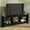 Black, variant on Madesa Media Console TV Stand Entertainment Center with 6 Shelves and Cable Management for 65, 75 Inch Television Living Room and Bedroom Modern Wooden - Grey