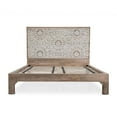 thumbnail image 3 of World Interiors Haveli Mango Wood Geometric Carved Queen Bed in Natural, 3 of 5