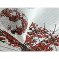 thumbnail image 4 of Ambesonne Japanese Quilted Bedspread Set 3 Pcs, Floral Art on Umbrella, Queen Size, White and Red, 4 of 5