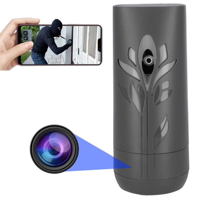 Mini Camara Espia Wifi Oculta En Aromatizante Difusor aroma Wi-Fi video en tiempo real app celular Fullhd 1080P seguridad vigilancia recargable detector de movimiento de Gogo Electronics Color Negro