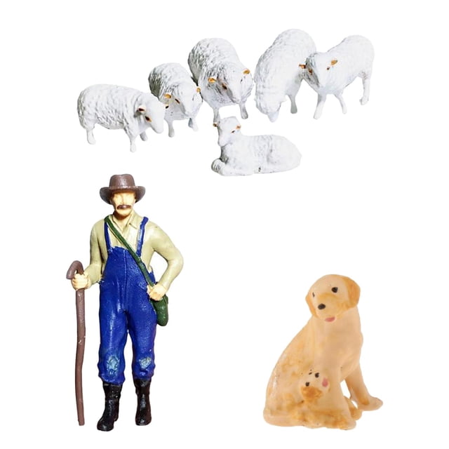Figura Sheepherder y juego de modelo de perro Sunnimix 1/64 para Kits de construcción