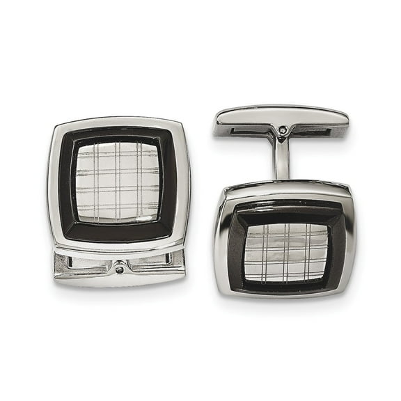 Stainless Steel Polished Black IP-plated Cuff Links