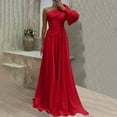 thumbnail image 7 of Women's One Shoulder Bridesmaid Dresses for Wedding Long Ruched A Line Formal Party Dresses with Slit Elegant Long Sleeve Evening Gown Bodycon Cocktail Dress, 7 of 7
