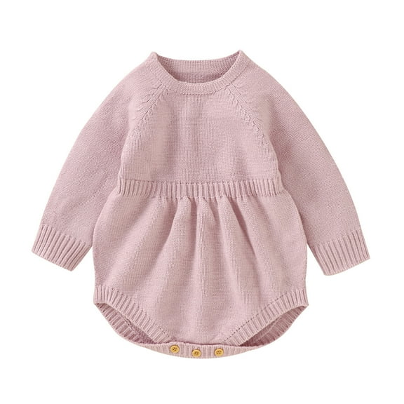 Sngxgn Baby Boys Ruffle Bodysuit Solid Long sleeved Onesie Casual Plain Blouse Romper(Pink,68)