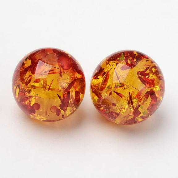 Imitation Amber Resin Beads golden Round about 16mm in diameter hole: 3mm