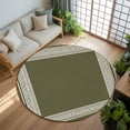 thumbnail image 3 of Forest Green Geometric 6ft Round Rug, White Greek Key Design Abstract Modern Art Non-Skid Rubber Backing Large Area Rugs - Living Room Bedroom Home Office, Indoor Floor Mat Carpets Washable Rug, 3 of 9