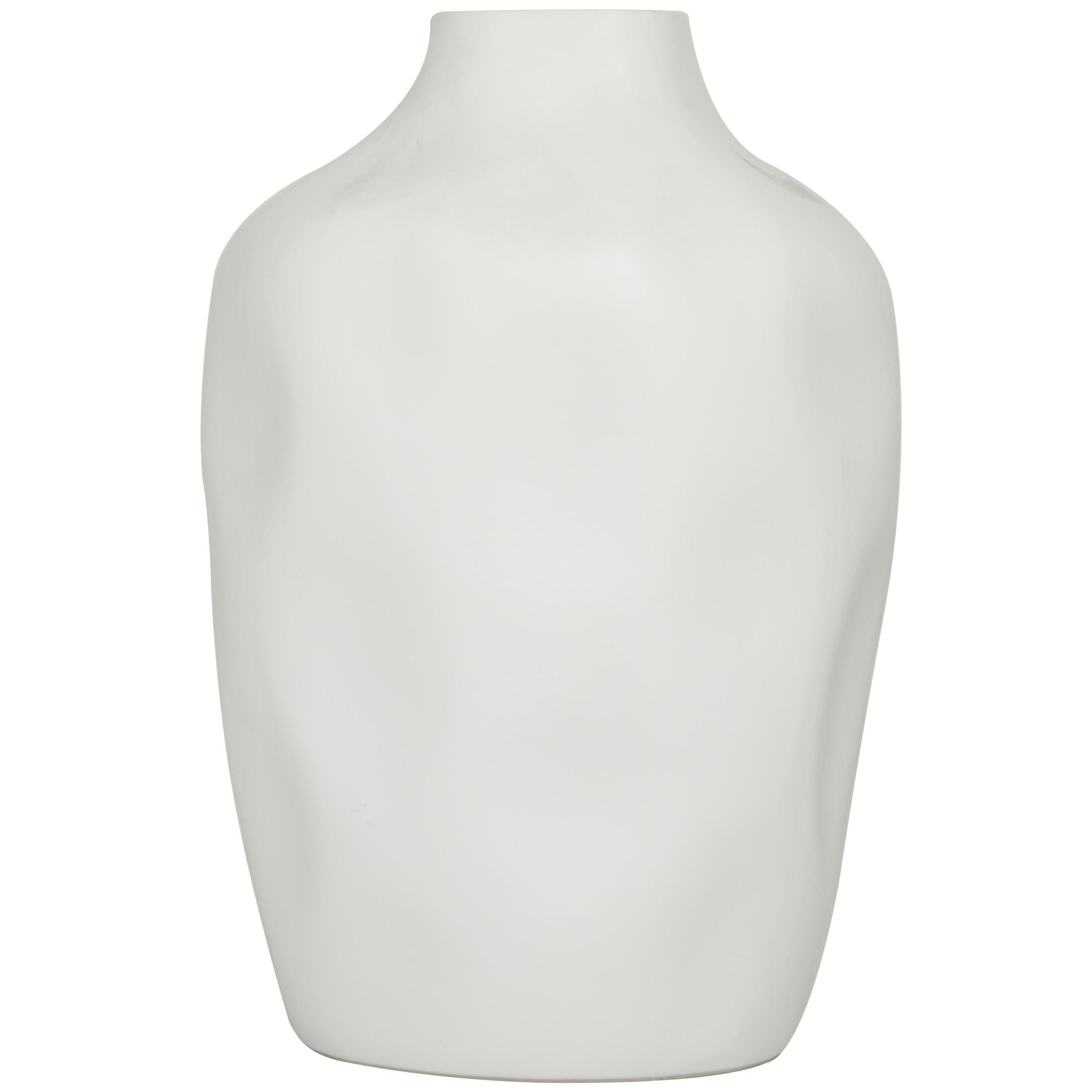 CosmoLiving by Cosmopolitan 14" Abstract Faceted White Ceramic Vase