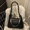 thumbnail image 4 of Bolso vagabundo de moda para mujer de mujer con decoración de cadena de perlas para regalo (negro), 4 of 9