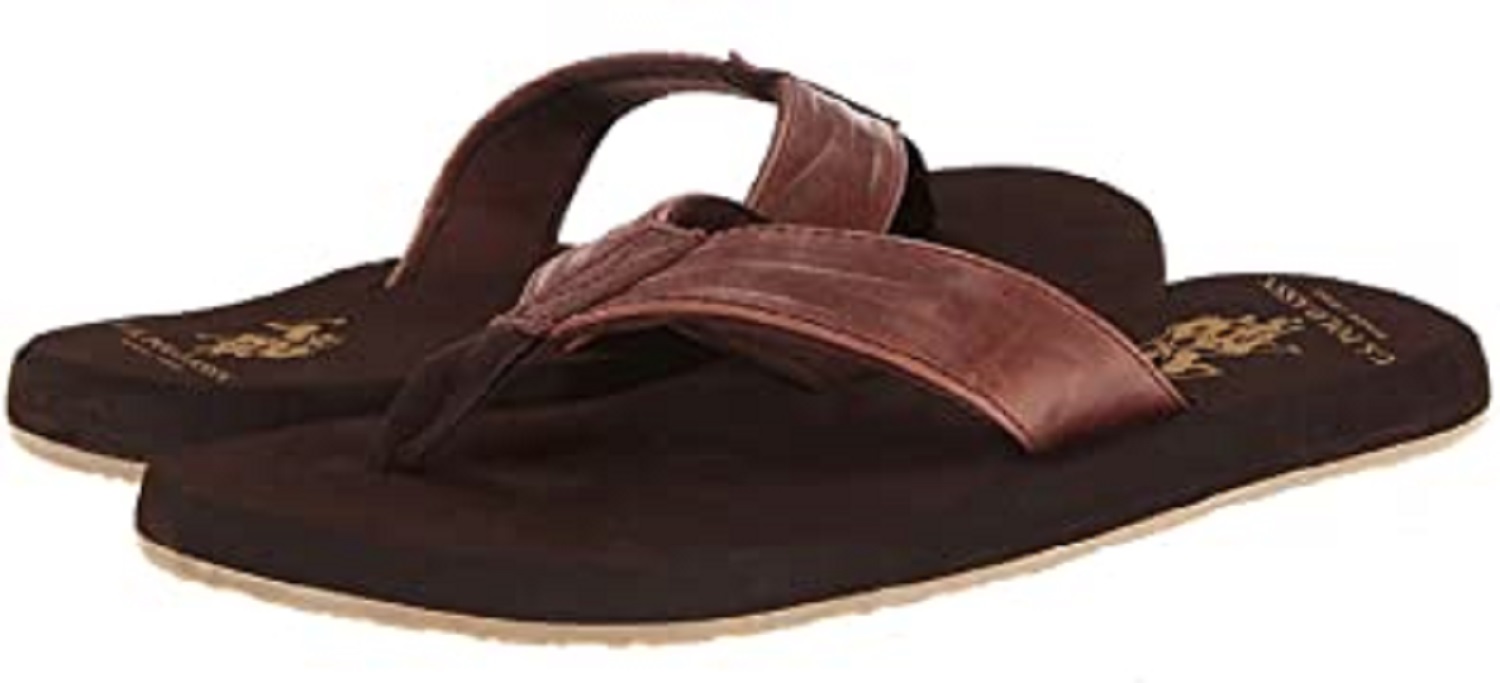 U.S. Polo Assn. Adult Men Premium Brown Leatherette Water Friendly Sandal Flip Flop Thong (Size Small) - image 3 of 3
