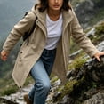thumbnail image 5 of thefmos Women Plus Size Fall Winter Hooded Zip Up Coat Casual Basic Solid Outerwear Long Sleeve Jacket Cold Weather Fashion, Khaki M, 5 of 9