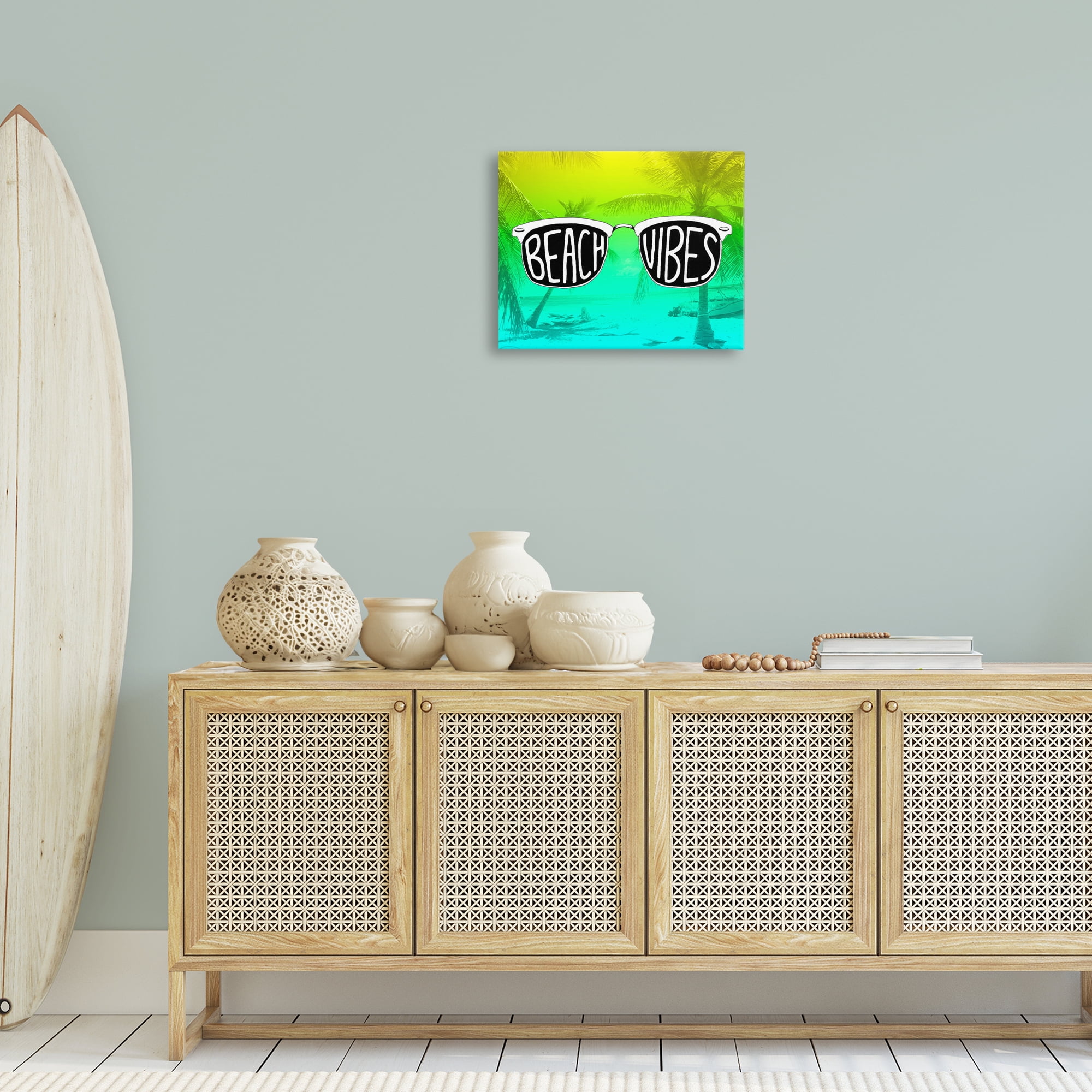 Stupell Industries Beach Vibes Sunglasses Typography Painting Gallery Wrapped Canvas Art Print Wall Art, 20 x 16