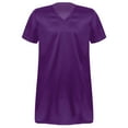 thumbnail image 5 of inhzoy Mens Satin Pajamas Short Sleeve Silk Nightshirt V Neck Nightwear Nightgowns Purple XL, 5 of 9