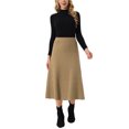 thumbnail image 2 of INSPIRE CHIC Women's Ribbed Knit A-Line Skirts Elastic High Waist Stretchy Sweater Midi Skirt S Dark Khaki, 2 of 6