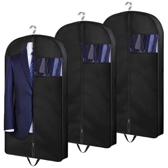 Bolsa para Ropa, 40 pulgadas/100 cm Bolsa para Trajes con cremallera, 3 Pcs Bolsa para Colgar Prendas, Bolsa para Guardar Abrigos para Trajes, Vestidos, Abrigos, Chaquetas, Camisas