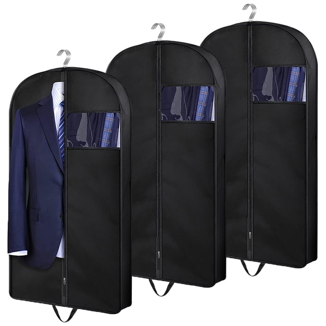 Bolsa para Ropa, 40 pulgadas/100 cm Bolsa para Trajes con cremallera, 3 Pcs Bolsa para Colgar Prendas, Bolsa para Guardar Abrigos para Trajes, Vestidos, Abrigos, Chaquetas, Camisas