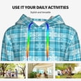 thumbnail image 4 of Lsque blue plaid Snowflake Pattern Casual Women's Hoodie,Hooded Sweatshirt with Kangaroo Pocket,Pullover Hoodie with Eye-catching Drawstrings-XX-Large, 4 of 7